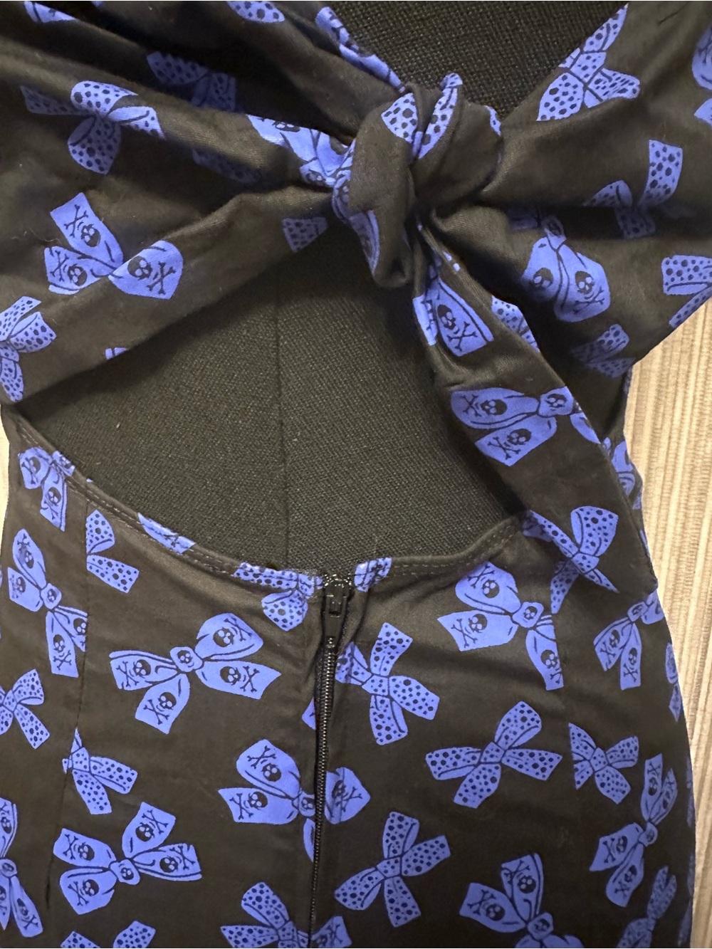 Morbid Threads Black Purple Skull Bow Open Back Midi Dress M - Picture 8 of 10